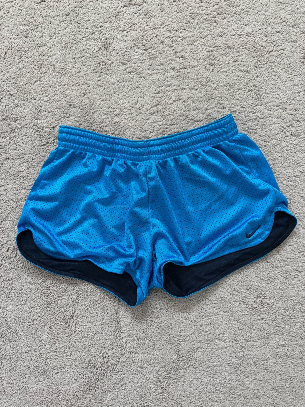 Nike Bright Blue Mesh Athletic Shorts with Black Trim